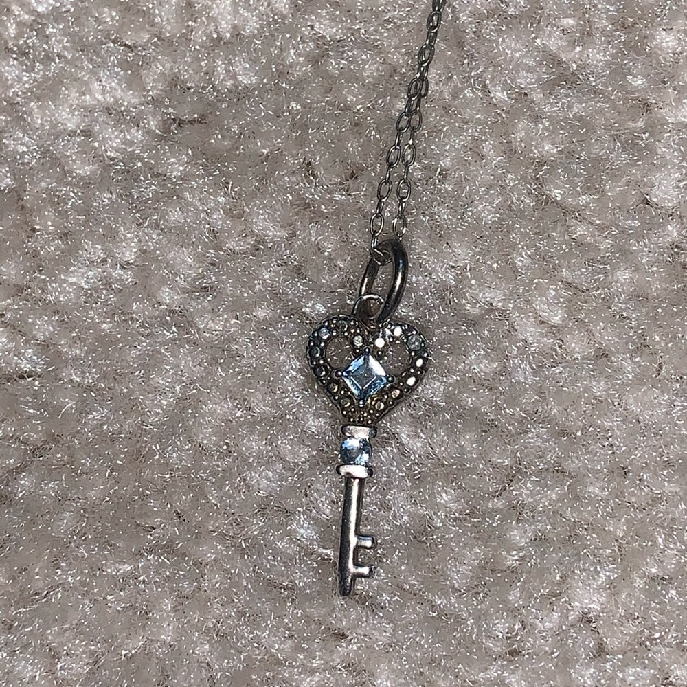 Key Necklace with aquamarine stone